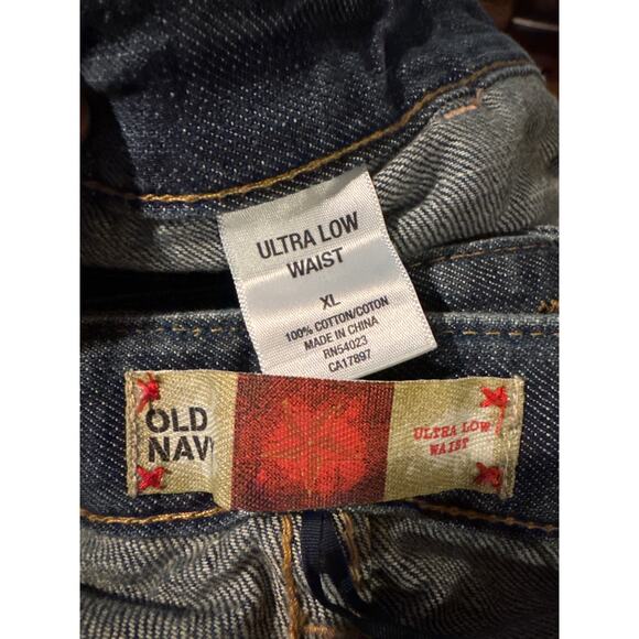 Old Navy Ultra Low Waist Blue Denim Overall Mini Skirt Jumper XL (2006) - Picture 13 of 13